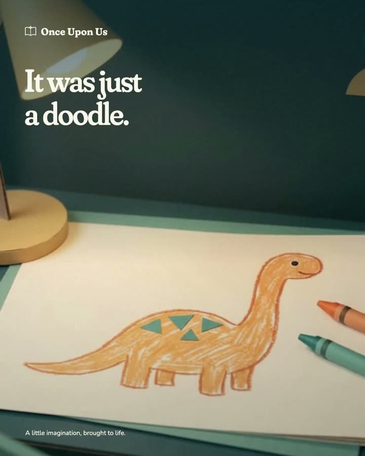 A crayon dinosaur becomes a pop-up garden adventure.